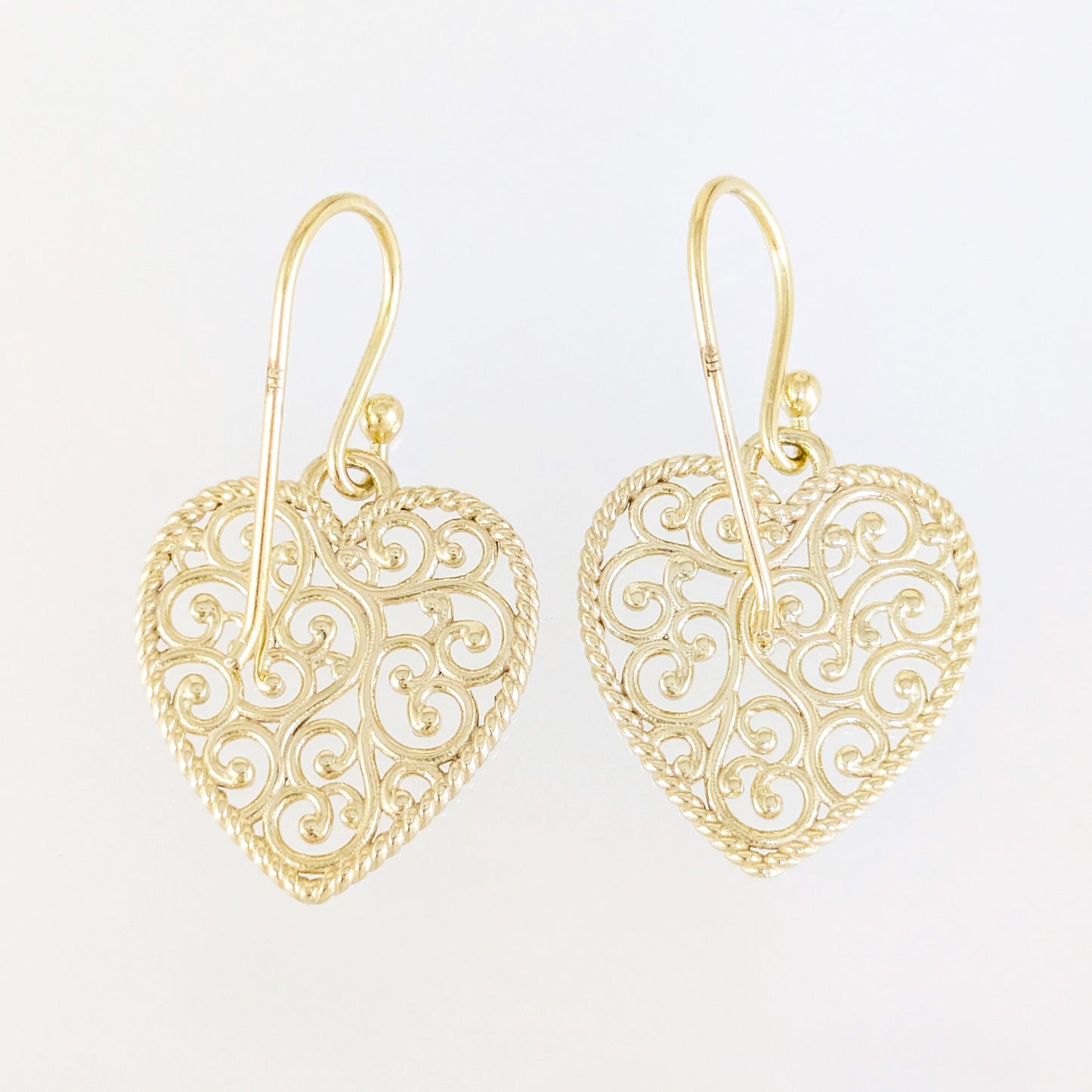Heart Shape Openwork Filigree Drop Earrings