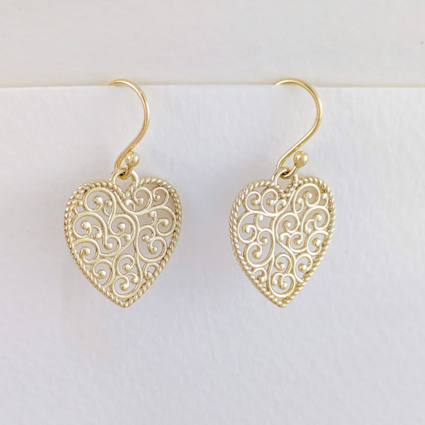 Heart Shape Openwork Filigree Drop Earrings