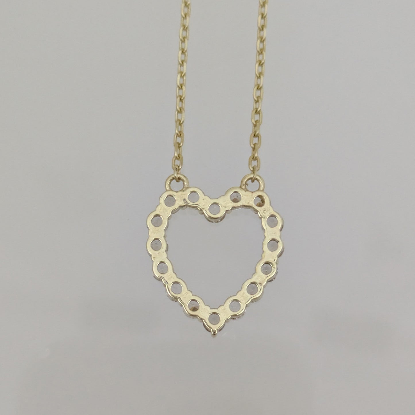 Romantic Gold Heart Necklace White CZ Halo Jewelry Gift