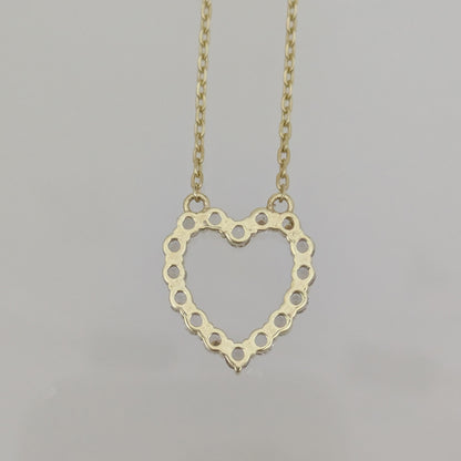 Romantic Gold Heart Necklace White CZ Halo Jewelry Gift