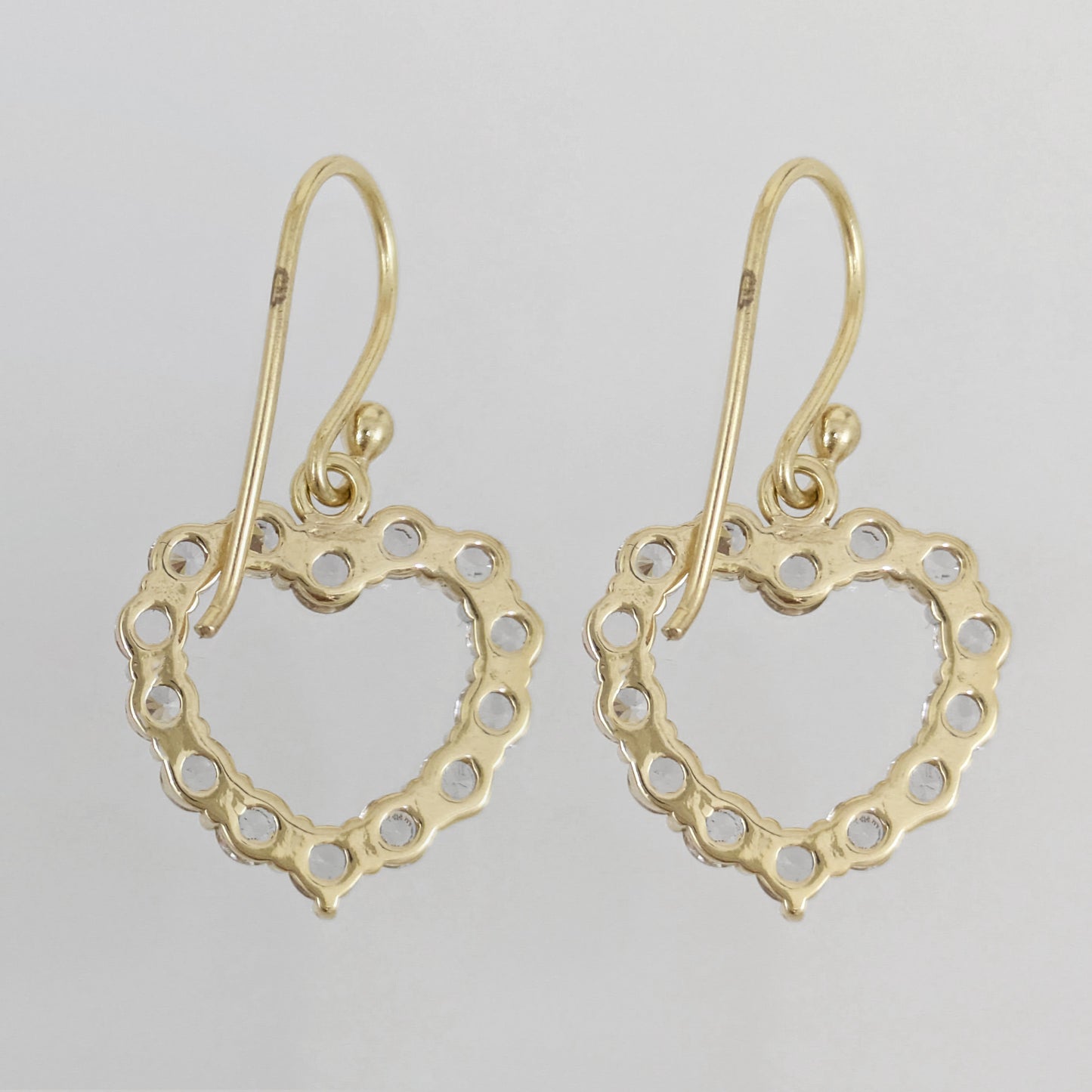 Romantic Gold Heart Earrings White CZ Halo Jewelry
