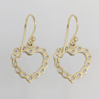 Romantic Gold Heart Earrings White CZ Halo Jewelry