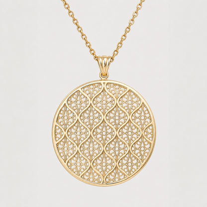 Filigree Round Pendant Geometric Openwork Medallion