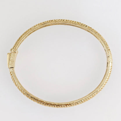 Chevron Pattern Bangle with Easy Click Clasp – Textured 5mm Design - TurkishBling