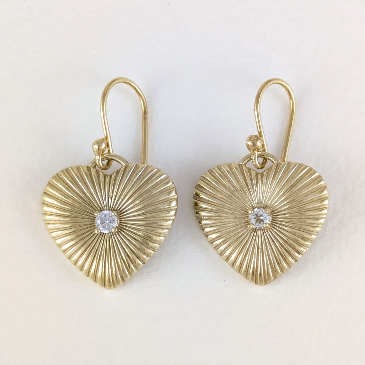 Heart Drop Earrings Crystal Center