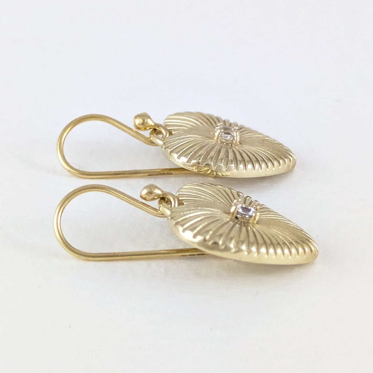 Heart Drop Earrings Crystal Center