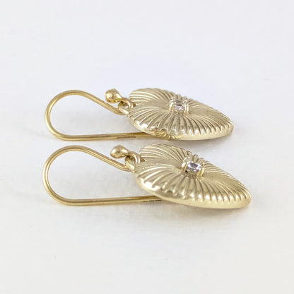 Heart Drop Earrings Crystal Center