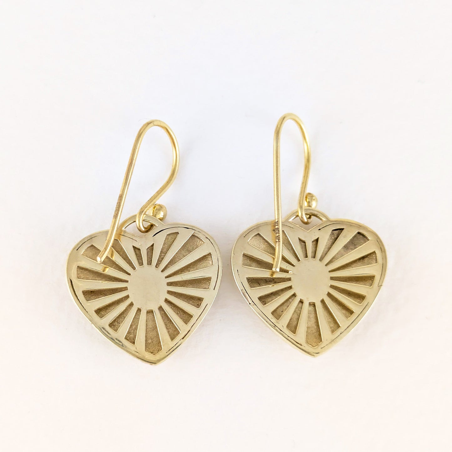 Heart Drop Earrings Crystal Center