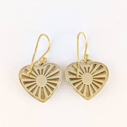 Heart Drop Earrings Crystal Center