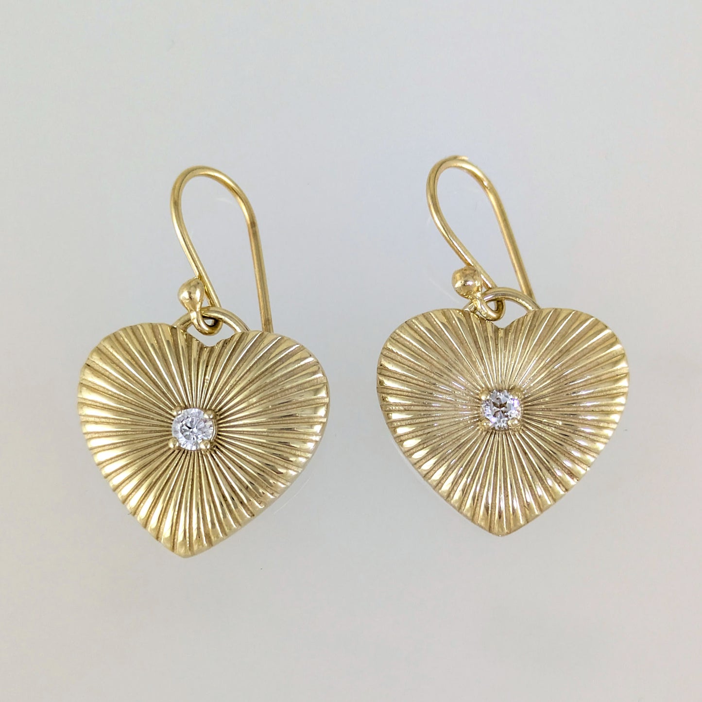 Heart Drop Earrings Crystal Center