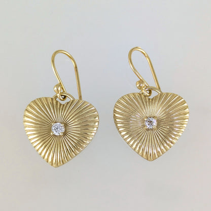 Heart Drop Earrings Crystal Center