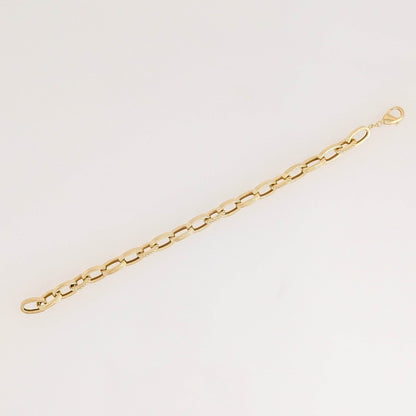Bold Link Chain Bracelet – 7.5mm Classic Gold Finish - TurkishBling