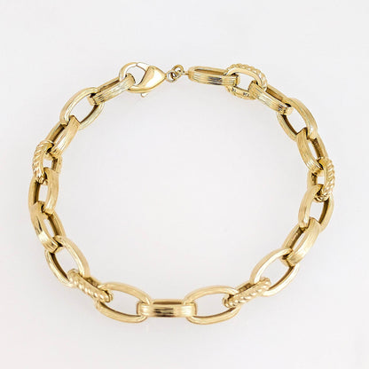 Bold Link Chain Bracelet – 7.5mm Classic Gold Finish - TurkishBling