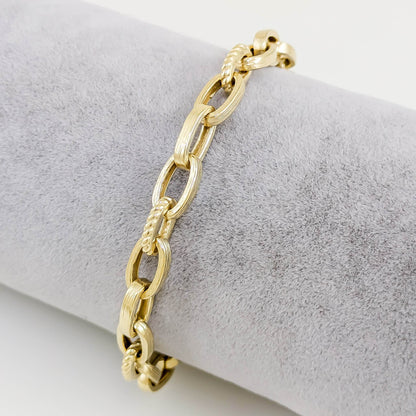 Bold Link Chain Bracelet – 7.5mm Classic Gold Finish - TurkishBling