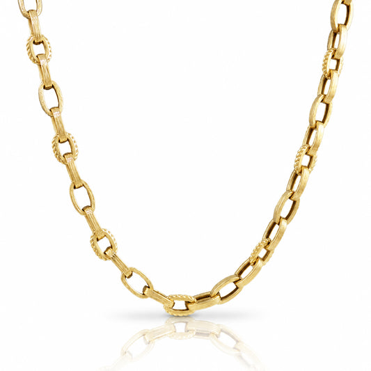 Textured Oval Link Necklace – 7.5mm Bold Chain Design