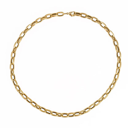 Textured Oval Link Necklace – 7.5mm Bold Chain Design - TurkishBling