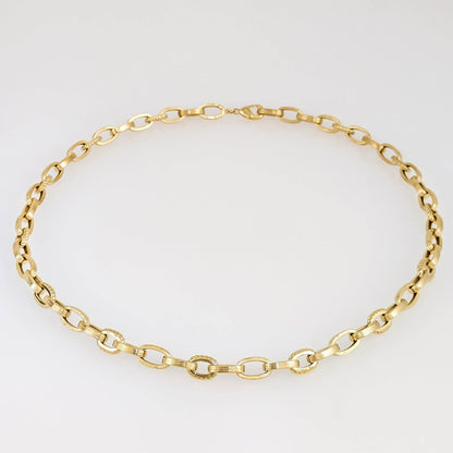 Textured Oval Link Necklace – 7.5mm Bold Chain Design - TurkishBling