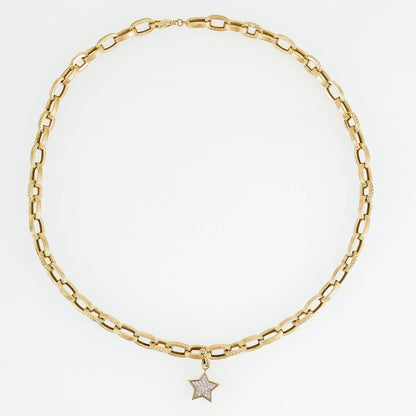 Textured Oval Link Necklace – 7.5mm Bold Chain Design - TurkishBling