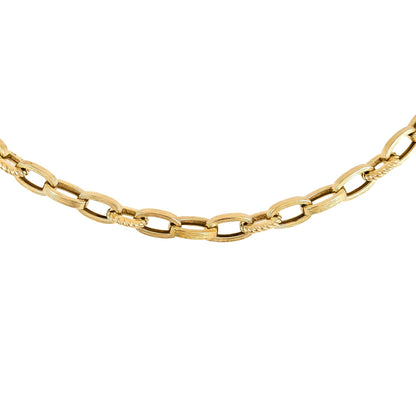 Textured Oval Link Necklace – 7.5mm Bold Chain Design - TurkishBling