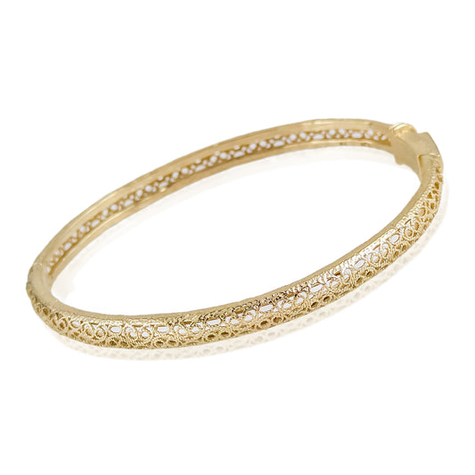 Delicate Filigree Bangle with Click-Top Clasp – Elegant Design from Istanbul – 5mm Width