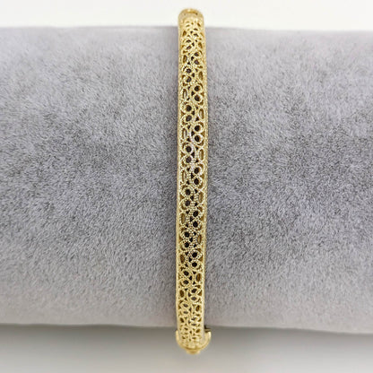 Delicate Filigree Bangle with Click-Top Clasp – Elegant Design from Istanbul – 5mm Width - TurkishBling