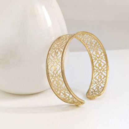 Pattern Cuff Bracelet Adjustable Open Bangle Statement Jewelry