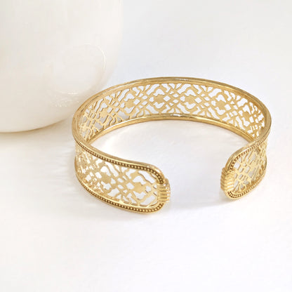 Pattern Cuff Bracelet Adjustable Open Bangle Statement Jewelry