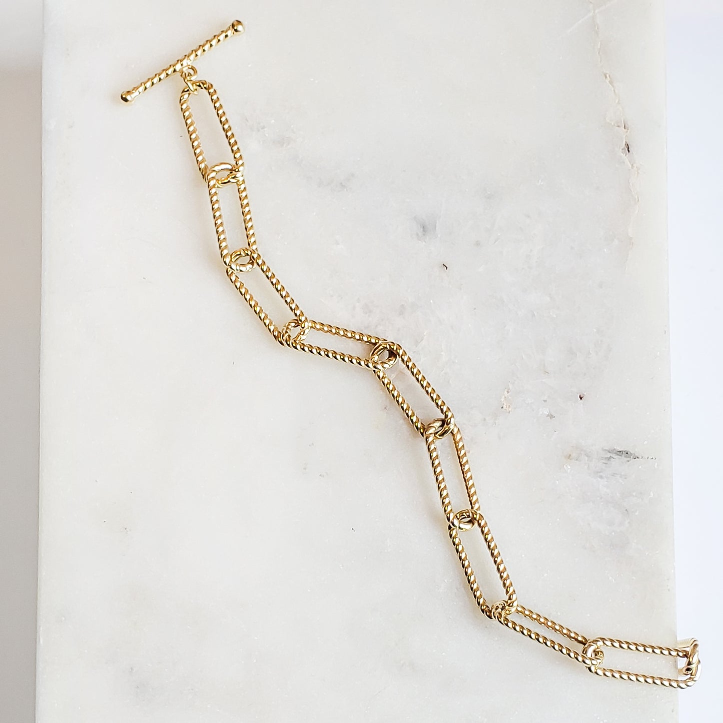 Rope Link Bracelet with Toggle Clasp – 7mm Textured Chain