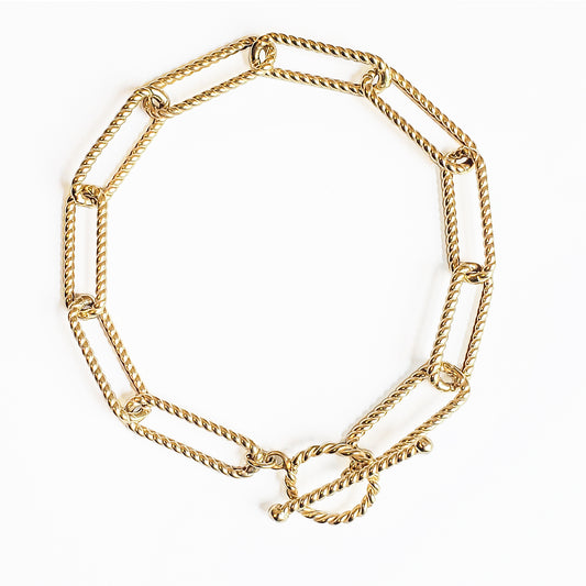 Rope Link Bracelet with Toggle Clasp – 7mm Textured Chain