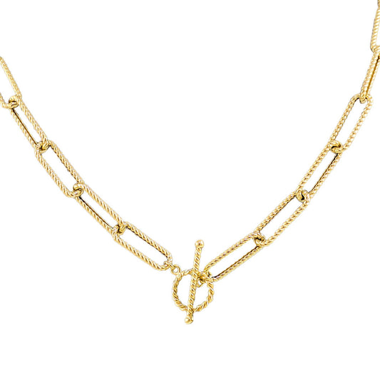 Paperclip Cable Link Necklace with Toggle Clasp – Bold 7mm Design - TurkishBling
