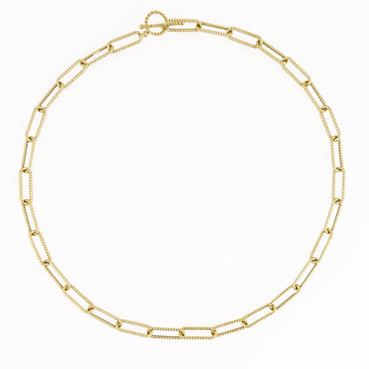 Paperclip Cable Link Necklace with Toggle Clasp – Bold 7mm Design - TurkishBling