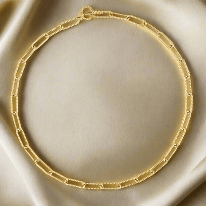 Paperclip Cable Link Necklace with Toggle Clasp – Bold 7mm Design - TurkishBling