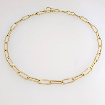 Paperclip Cable Link Necklace with Toggle Clasp – Bold 7mm Design - TurkishBling