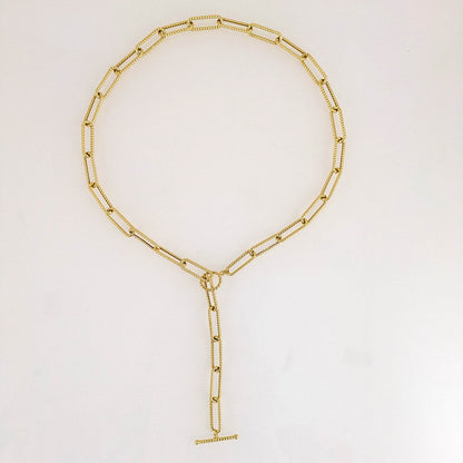 Paperclip Cable Link Necklace with Toggle Clasp – Bold 7mm Design - TurkishBling
