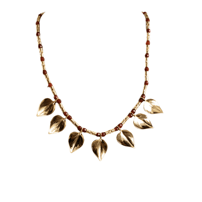 Carnelian Floral Leaf Necklace - TurkishBling
