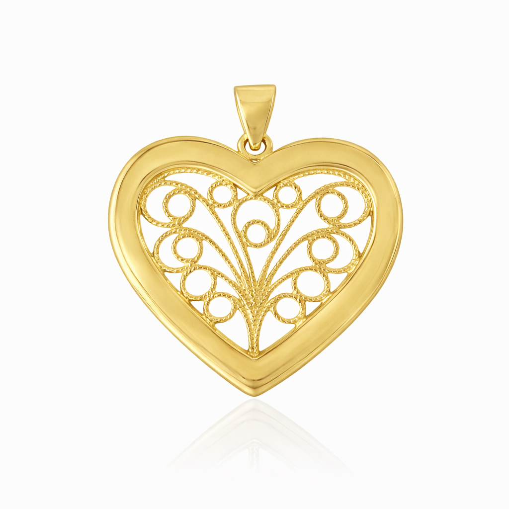 Filigree Heart  Pendant Necklace