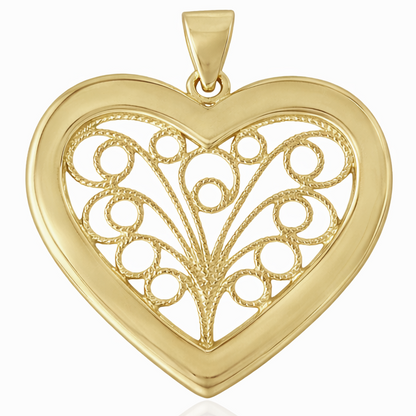 Filigree Heart  Pendant Necklace