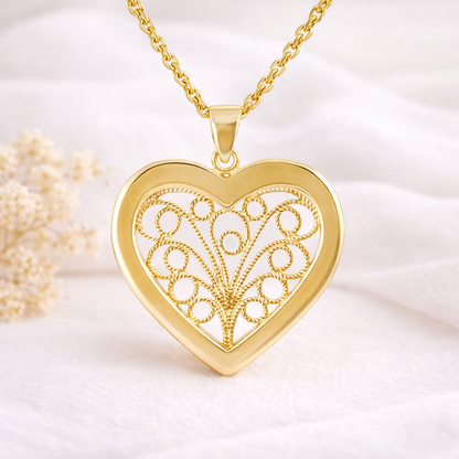 Filigree Heart  Pendant Necklace