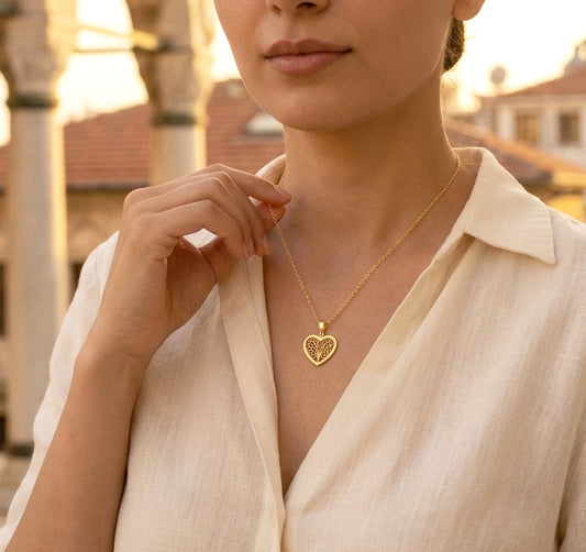 Filigree Heart  Pendant Necklace