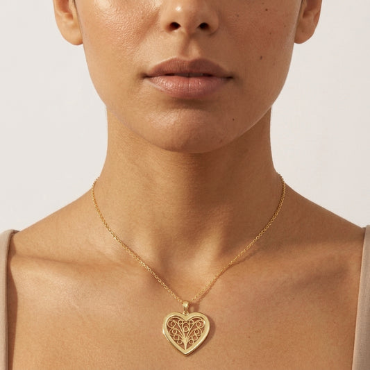 Filigree Heart  Pendant Necklace