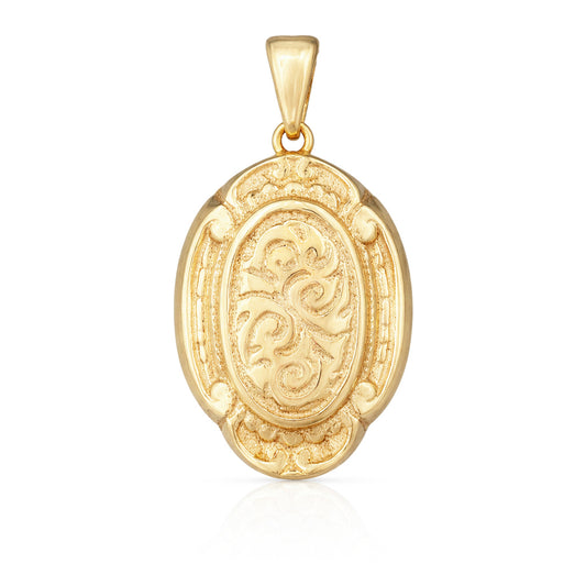 Oval Engraved Medallion Pendant Classic