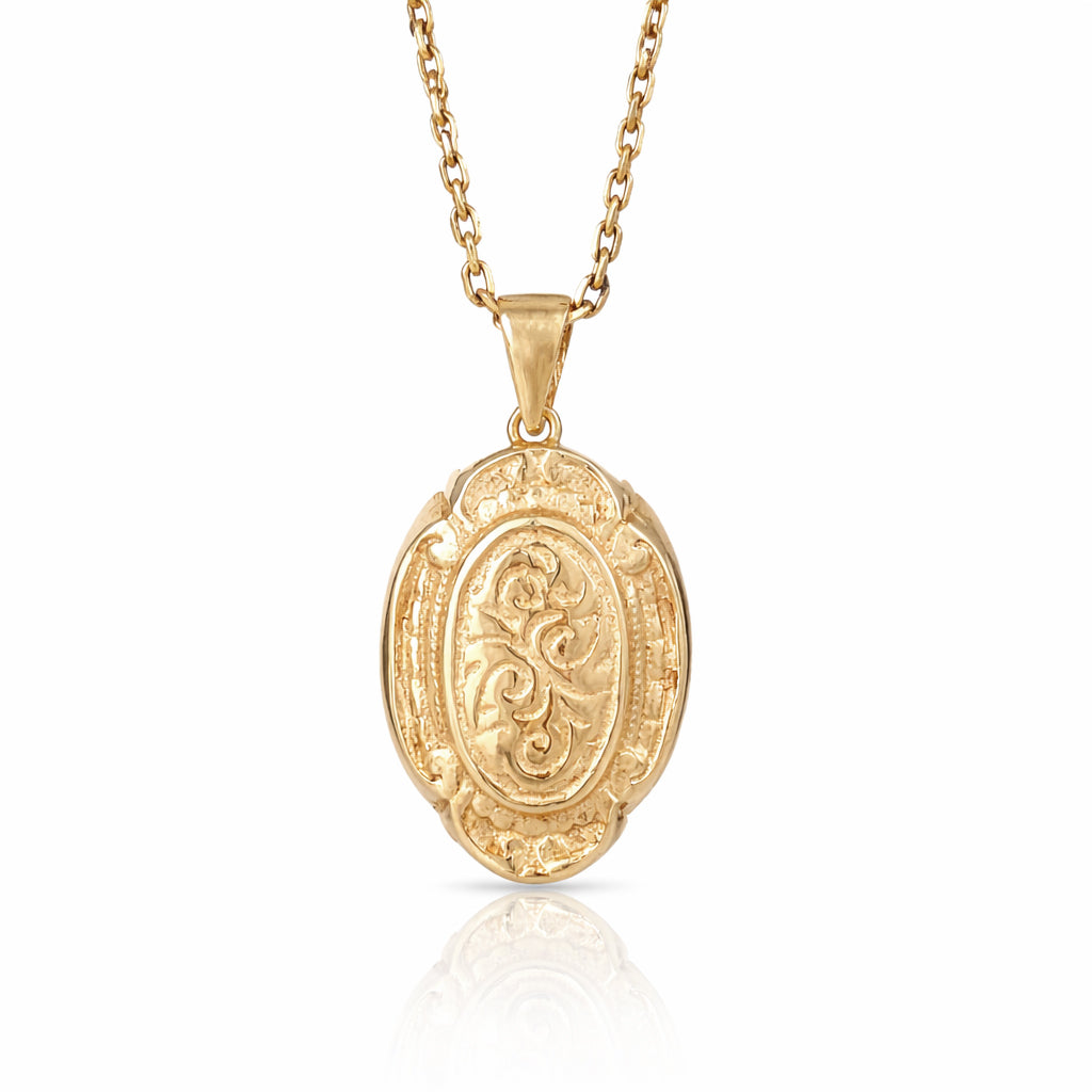 Oval Engraved Medallion Pendant Classic