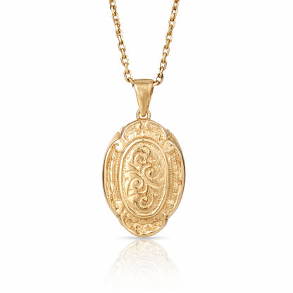 Oval Engraved Medallion Pendant Classic