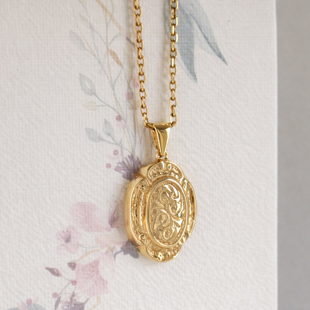Oval Engraved Medallion Pendant Classic