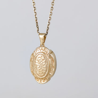 Oval Engraved Medallion Pendant Classic