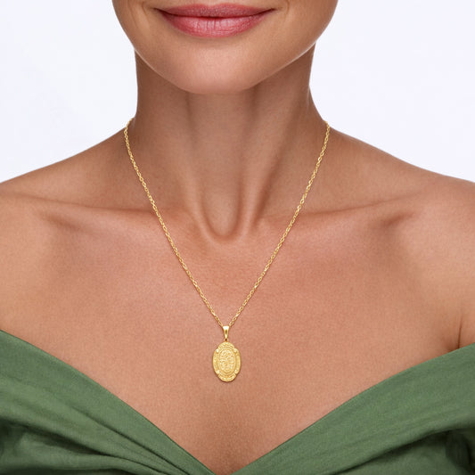 Oval Engraved Medallion Pendant Classic