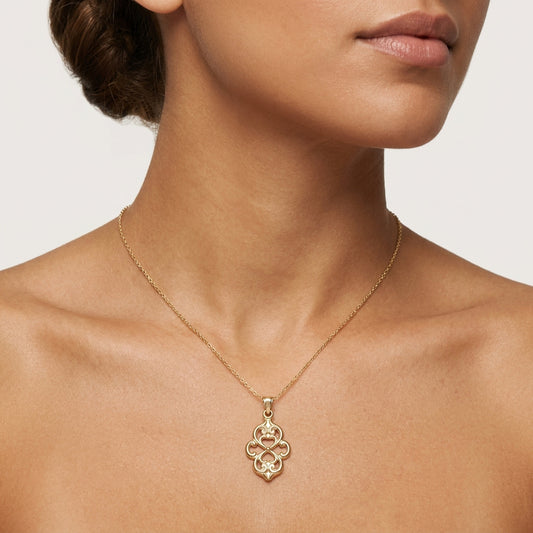 Openwork Quatrefoil Heart Scroll Pendant