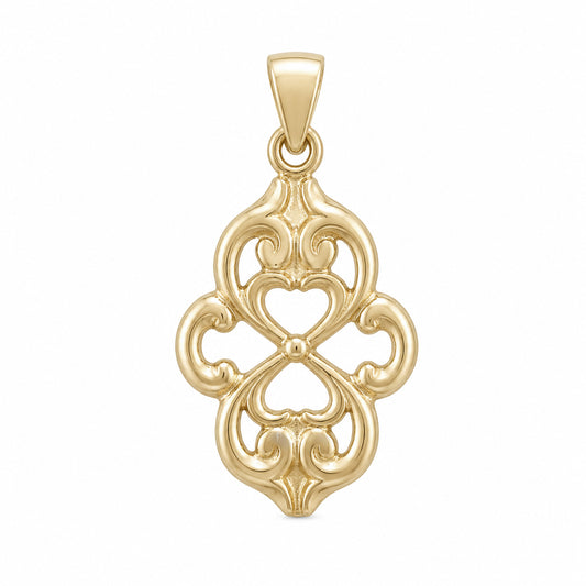 Openwork Quatrefoil Heart Scroll Pendant