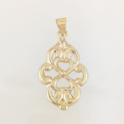 Openwork Quatrefoil Heart Scroll Pendant