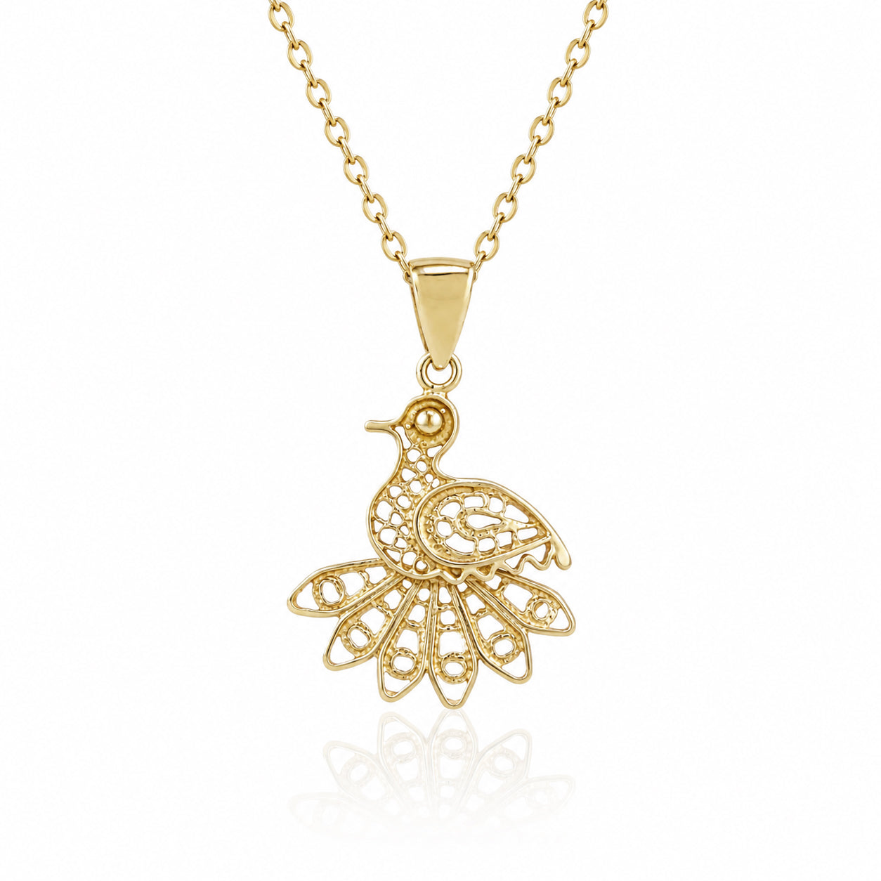 Peacock Openwork Filigree Pendant